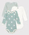 Lot de 3 bodies manches longues coeurs bébé en coton variante 1