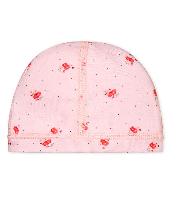 Bonnet naissance bébé mixte imprimé rose VIENNE/blanc MULTICO