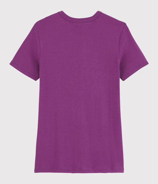 Iconisch katoenen Dames T-shirt met ronde hals purper