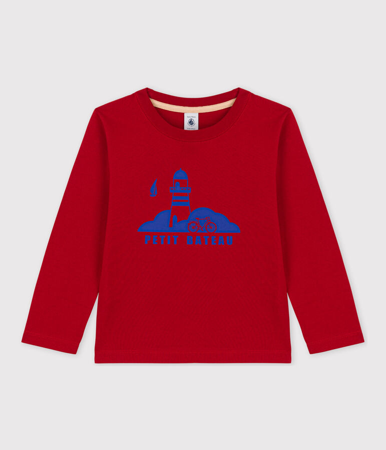 Tee-shirt manches longues en coton enfant gar&ccedil;on rouge