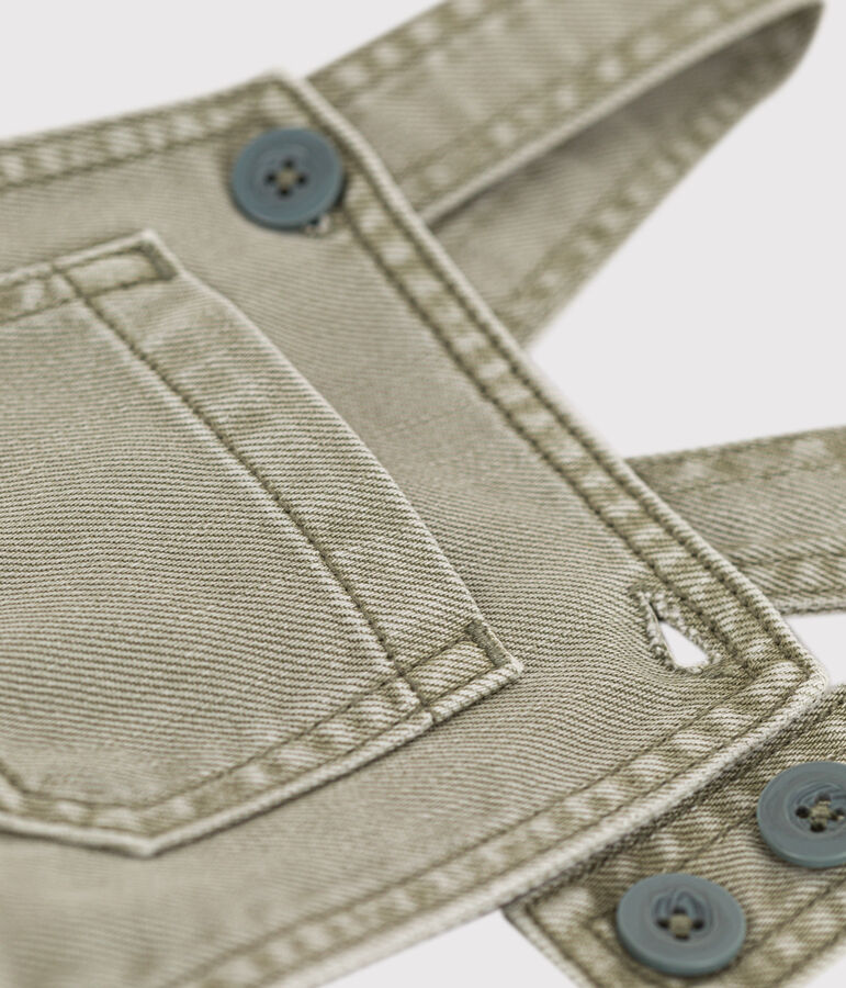 Salopette courte b&eacute;b&eacute; en denim vert MARECAGE