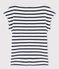 Gestreept dames-T-shirt in linnen wit LAIT/blauw SMOKING