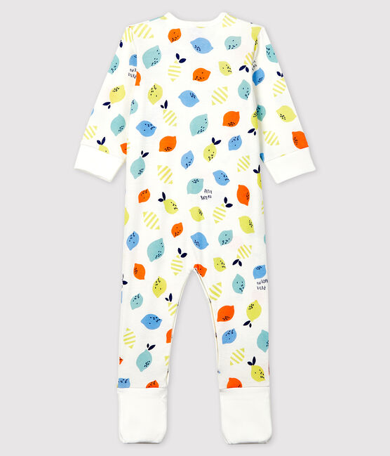 Dors-bien à pieds amovibles bébé en coton biologique blanc MARSHMALLOW/blanc MULTICO