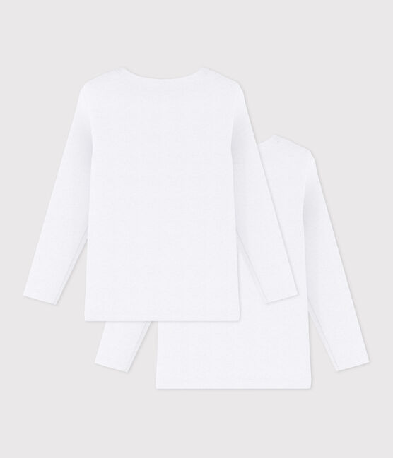 Set van 2 witte T-shirts met lange mouwen jongens variante 1