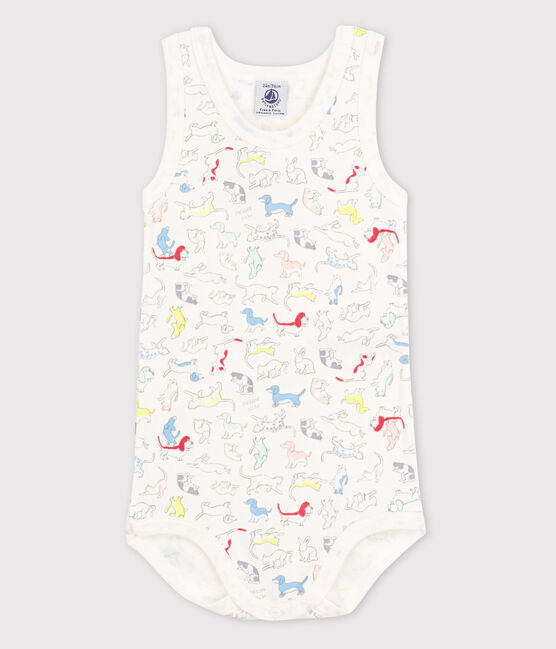 Body sans manches bébé garçon blanc MARSHMALLOW/blanc MULTICO