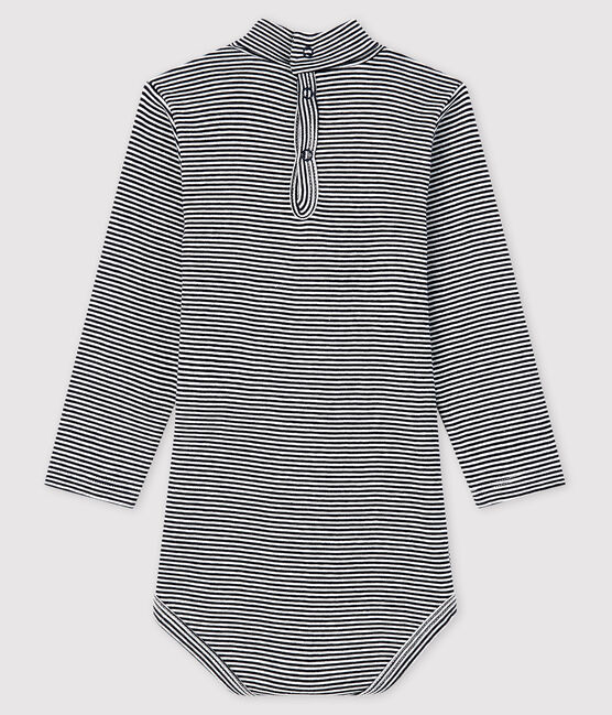 Body met lange mouwen en opgerolde kraag baby blauw SMOKING/wit MARSHMALLOW