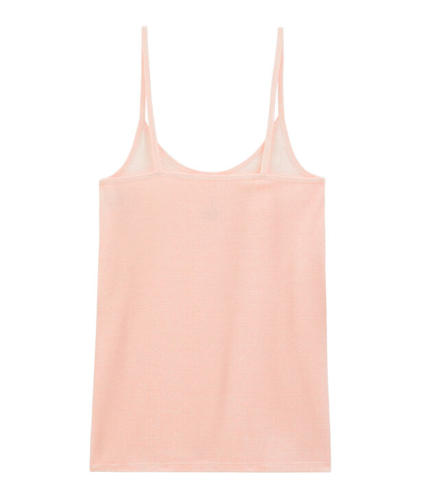 Vrouwenhemdje met schouderbandjes wit/roze