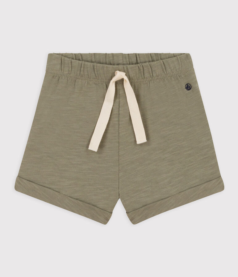 Effen babyshort van gevlamde jerseystof groen