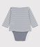 Marinière-body van biokatoen voor baby's wit MARSHMALLOW/blauw SMOKING
