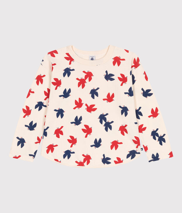 Teeshirt enfant en coton manches longues imprim&eacute; &eacute;cru/multicouleur