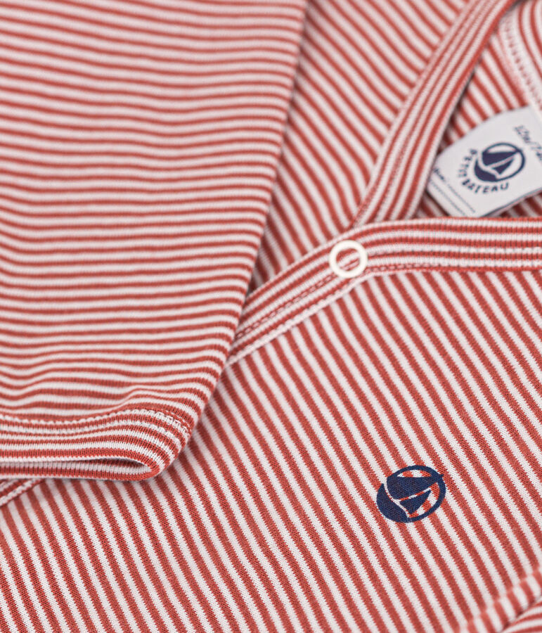 Pyjama &agrave; rayures en coton b&eacute;b&eacute; marron/blanc