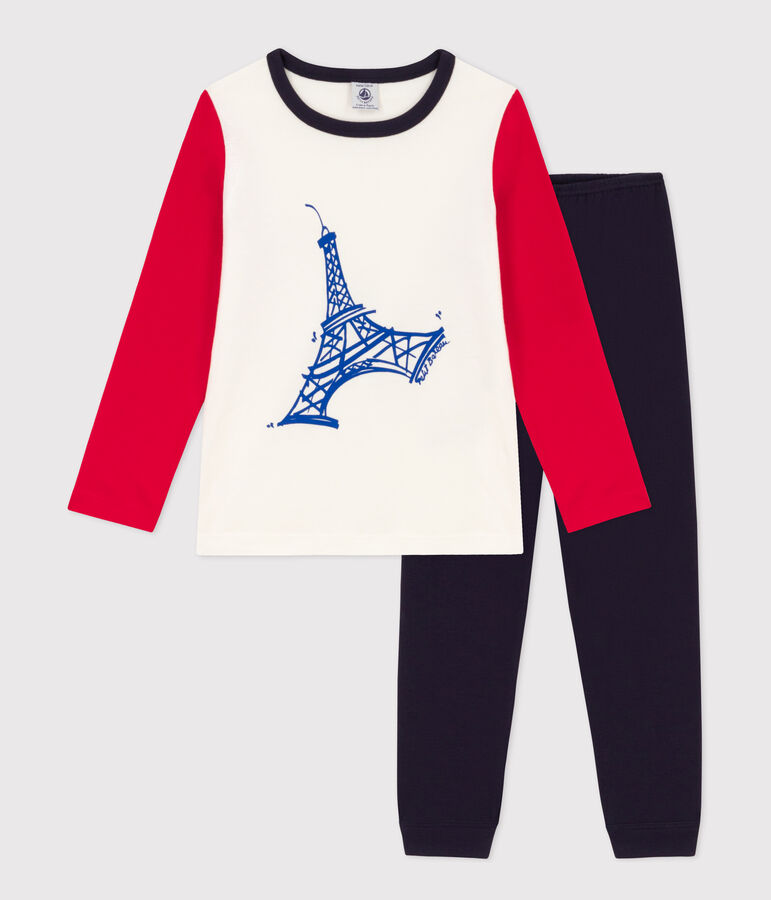 Pyjama Tour Eiffel en coton enfant bleu/multicouleur