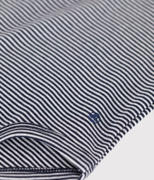 Katoenen babyrompertje met polokraag en strepen blauw/wit