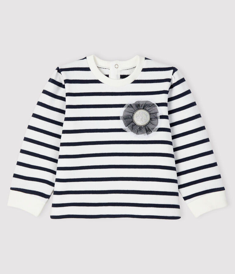 Sweatshirt iconique b&eacute;b&eacute; fille blanc/bleu