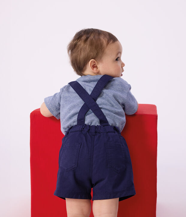Tee-shirt b&eacute;b&eacute; en coton manches courtes ray&eacute; bleu/blanc