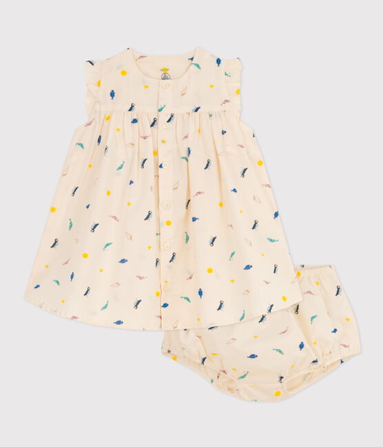 Popeline jurk en bloomer met print voor baby's wit AVALANCHE/ MULTICO