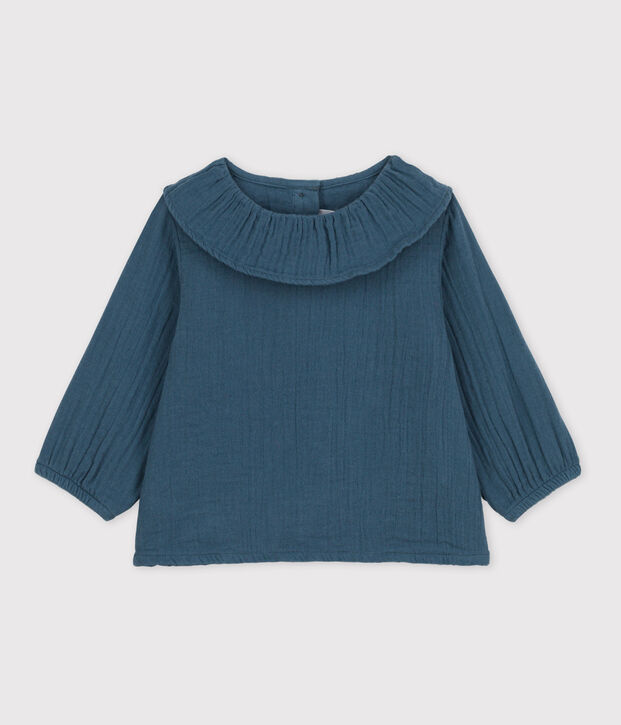 Blouse manches longues b&eacute;b&eacute; en gaze de coton gris