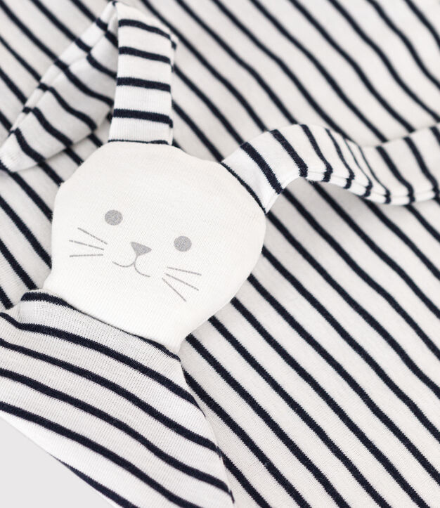 Doudou marini&egrave;re en coton blanc/bleu