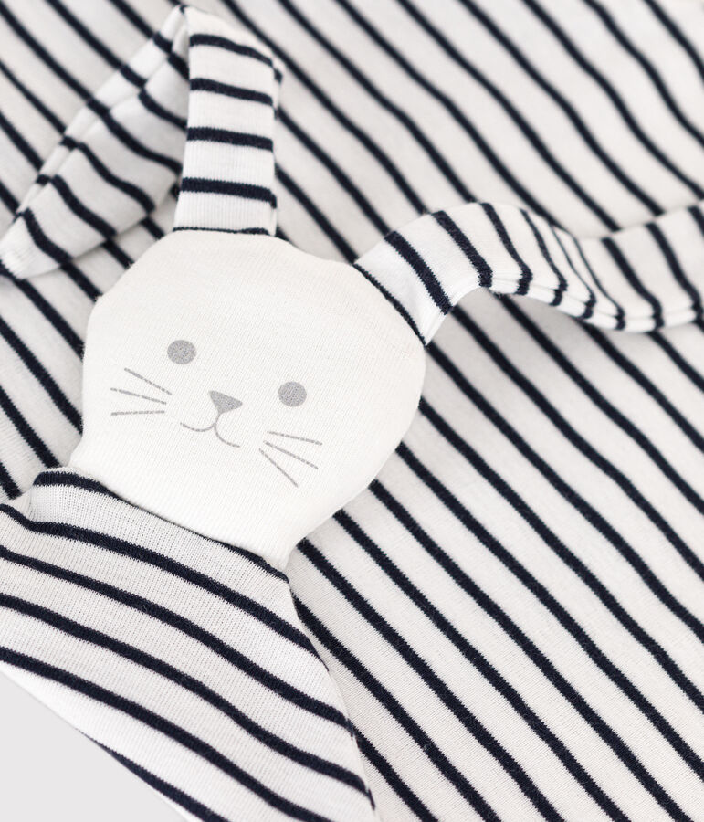 Doudou marini&egrave;re en coton blanc/bleu