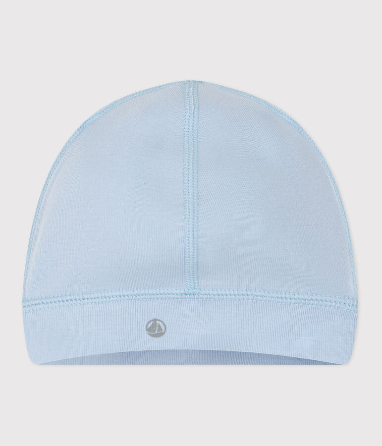 Bonnet b&eacute;b&eacute; en coton uni bleu