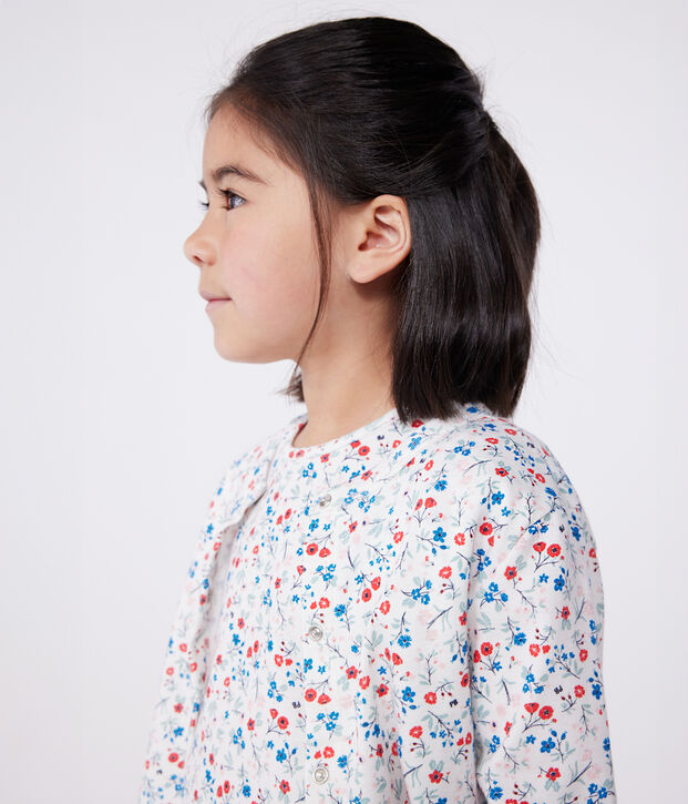 Katoenen kindercardigan met bloemenprint wit/multicouleur