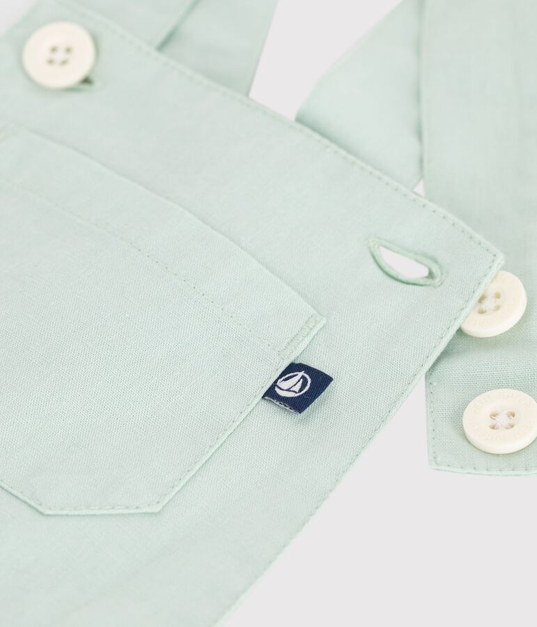 Effen salopette met korte pijpen van katoen /linnen voor baby's blauw