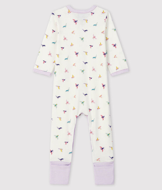 Dors-bien à pieds amovibles bébé fille en côte blanc MARSHMALLOW/blanc MULTICO