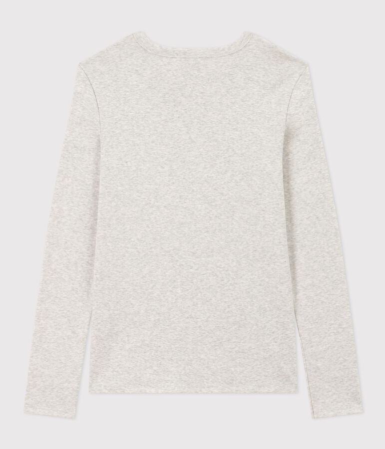 L'Iconique, T-shirt met lange mouw van effen ribstof voor dames grijs