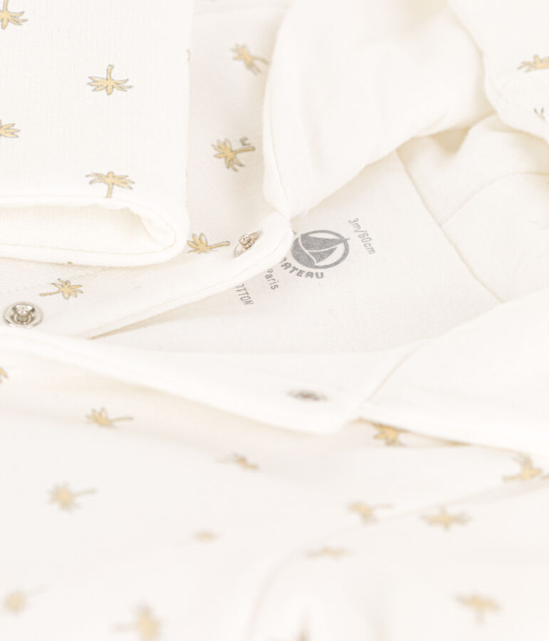 Combinaison longue ouatin&eacute;e &agrave; capuche en coton b&eacute;b&eacute; blanc/multicouleur