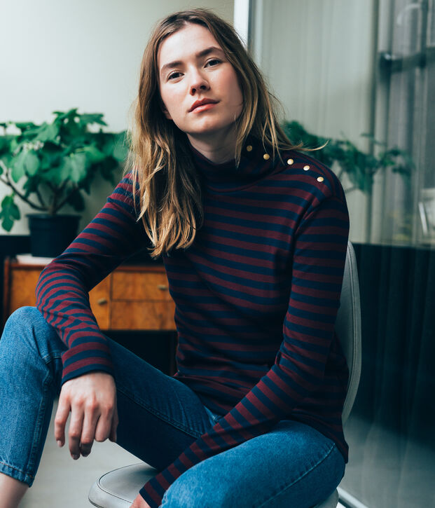 effen coltrui voor dames blauw/rood