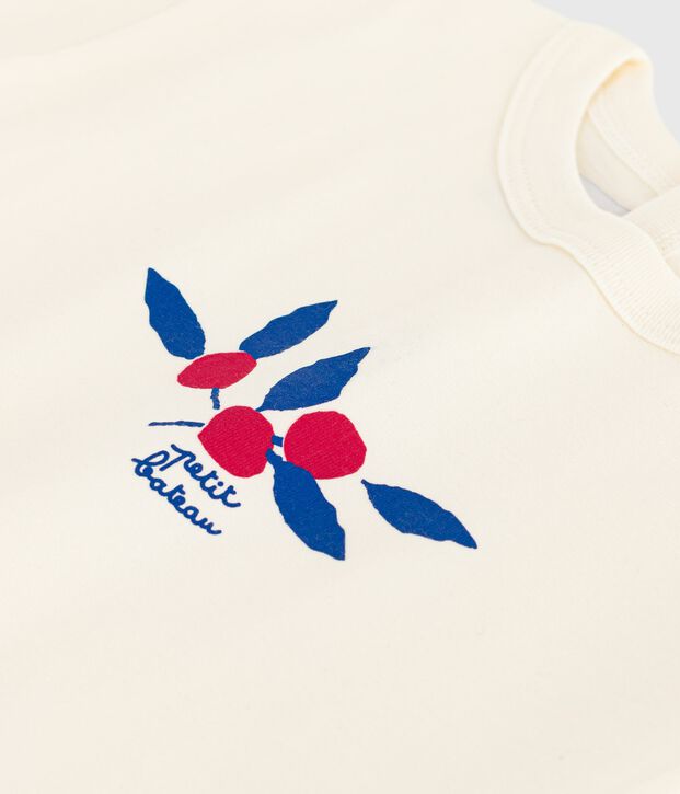 Tee-shirt b&eacute;b&eacute; en coton &agrave; manches longues, motif c&oelig;ur &eacute;cru/multicouleur