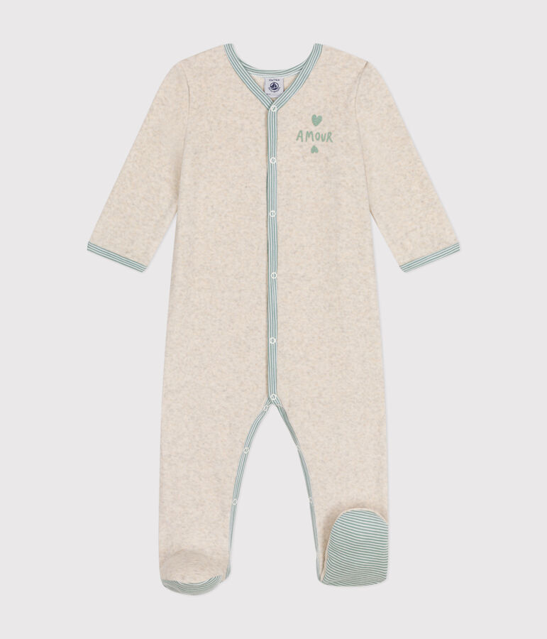 Pyjama  en velours b&eacute;b&eacute; beige