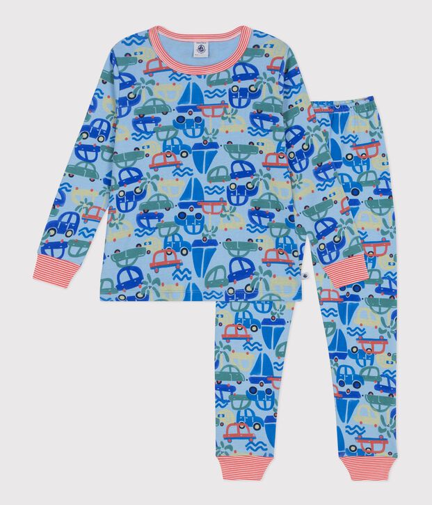 Katoenen kinderpyjama met autootjesprint blauw/multicouleur