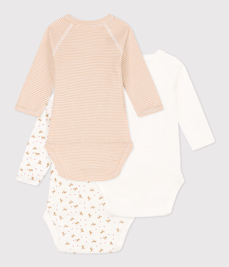 LOT DE 3 BODIES MANCHES LONGUES B&Eacute;B&Eacute; EN COTON multicouleur
