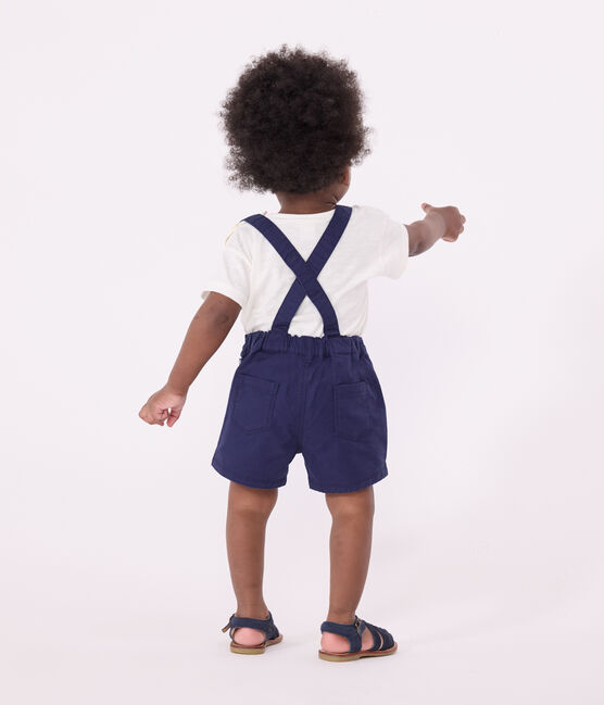 Korte salopette in keperstof voor baby's blauw MEDIEVAL