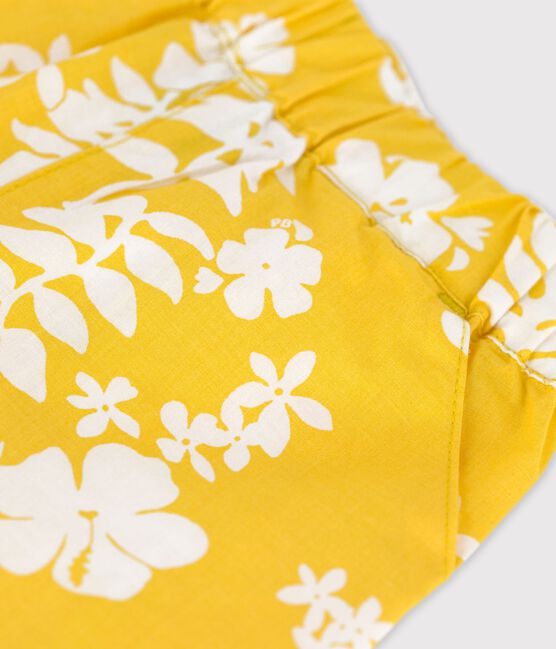 Short met Hawaiiprint van popeline voor baby's geel ORGE/wit MARSHMALLOW