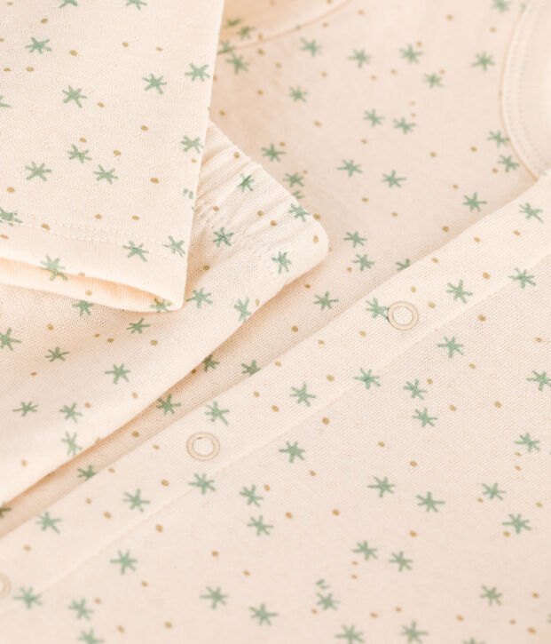 Tweedelig katoenen babysetje ecru/multicouleur