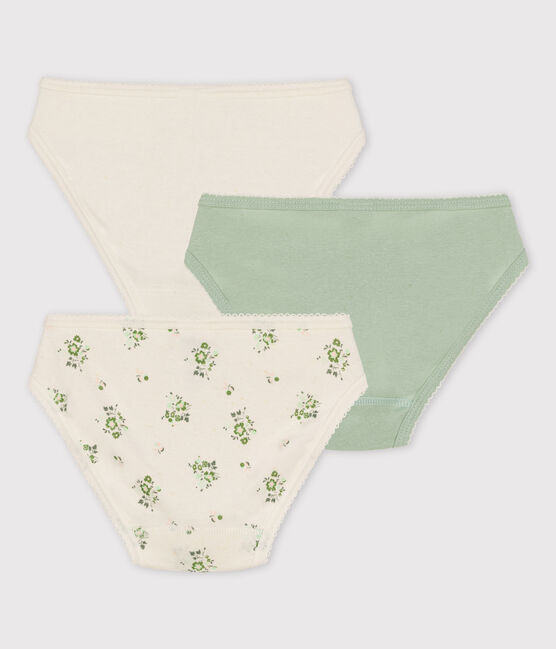 Set van 3 meisjesslips met bloemetjes in retrostijl katoen en linnen variante 1