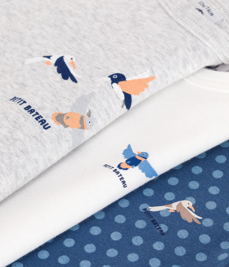 Setje met 3 katoenen babyrompertjes met lange mouwen multicouleur