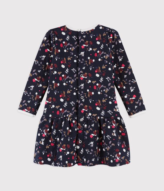 Katoenen jurk met lange mouwen baby blauw SMOKING/wit MULTICO