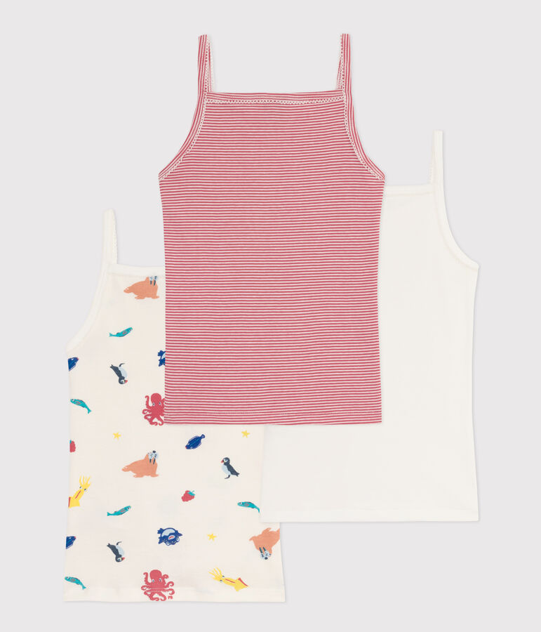 Set van 3 katoenen meisjeshemdjes met bandjes multicouleur