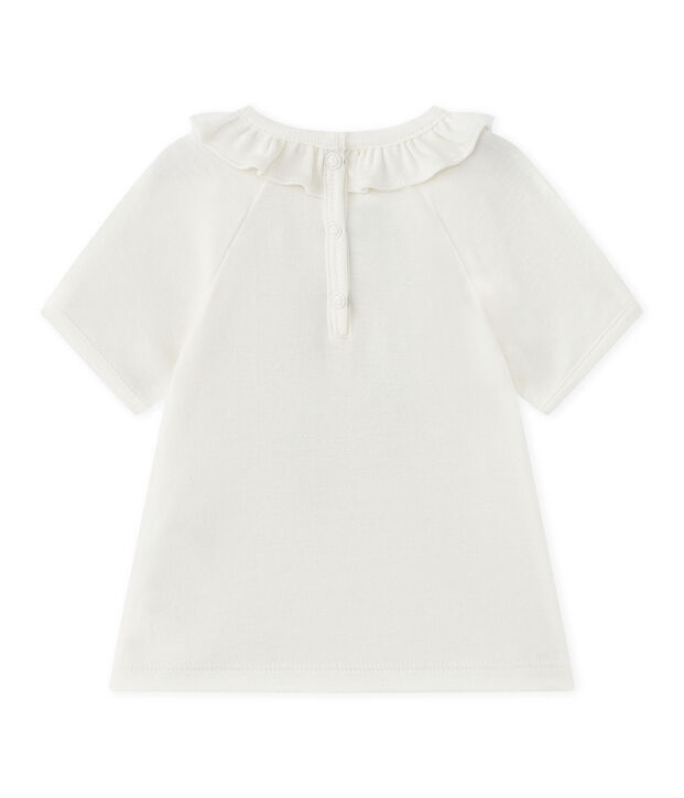 T-shirt met korte mouwen voor babymeisjes wit/blauw