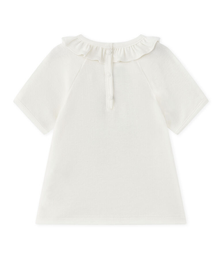 T-shirt met korte mouwen voor babymeisjes wit MARSHMALLOW/blauw SMOKING