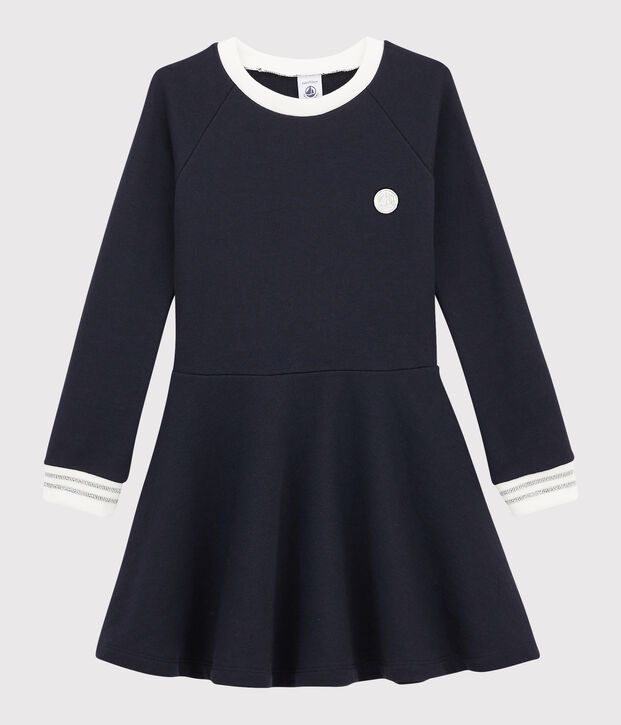 Robe manches longues enfant fille bleu marine