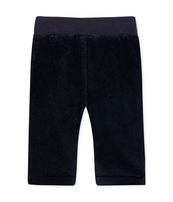 Broek in gevoerd stretchfluweel voor babyjongens blauw SMOKING