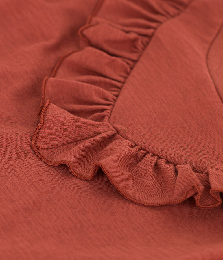 T-shirt van gevlamde jersey voor meisjes bruin