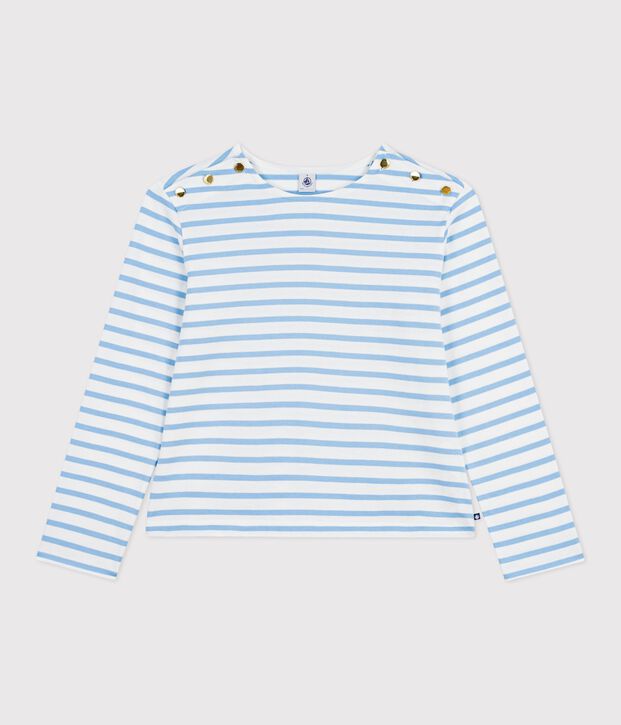 Gestreept katoenen marineshirt voor dames blauw/blauw
