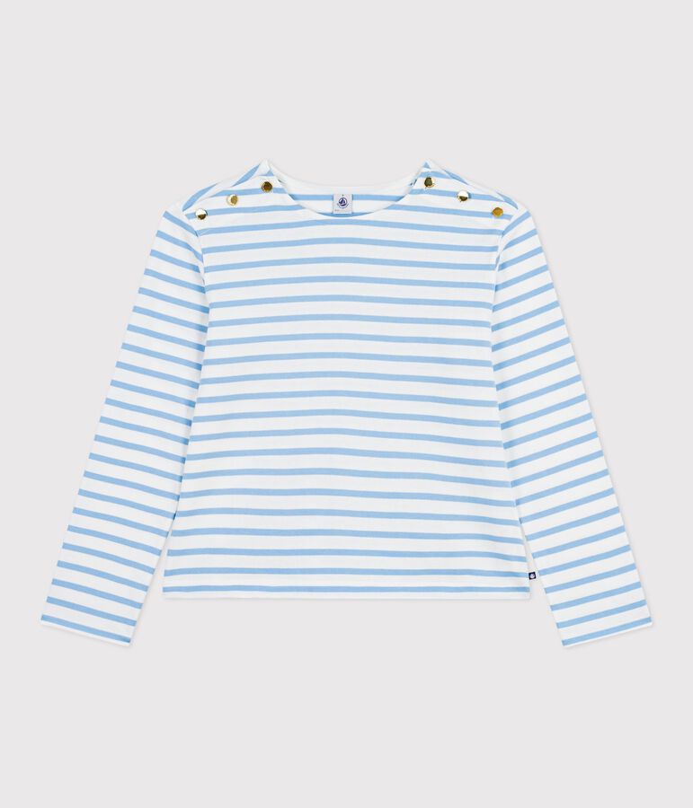 Gestreept katoenen marineshirt voor dames wit/blauw