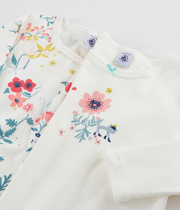 Set met 2 T-shirts lange mouwen meisjes met bloemenprint multicouleur