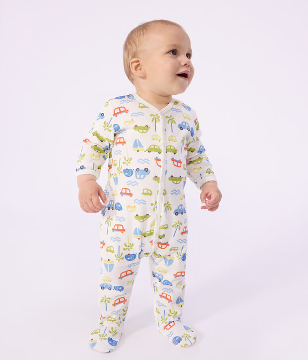 Pyjama b&eacute;b&eacute; en coton imprim&eacute; voitures blanc/multicouleur